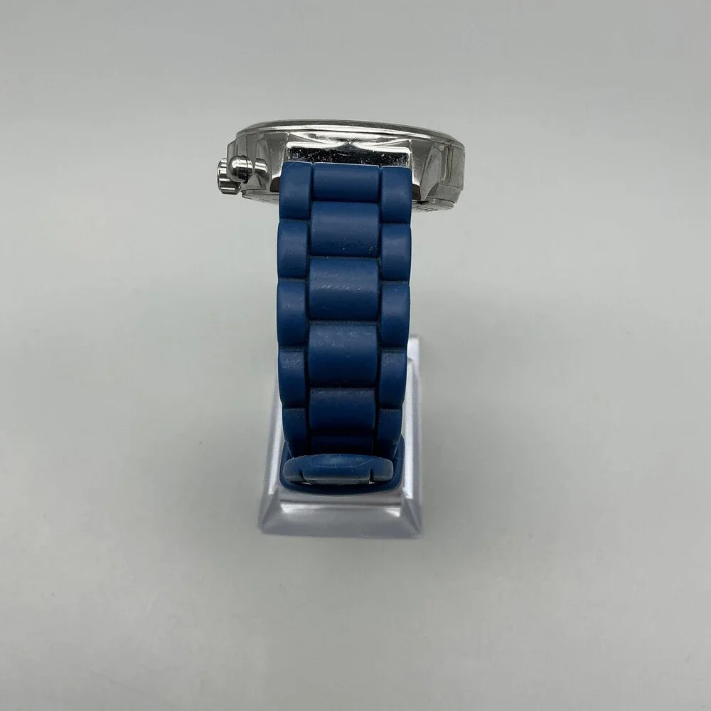 Fossil Maddox CH-2474 Mens Watch 38mm Blue Silicone Chronograph Stainless